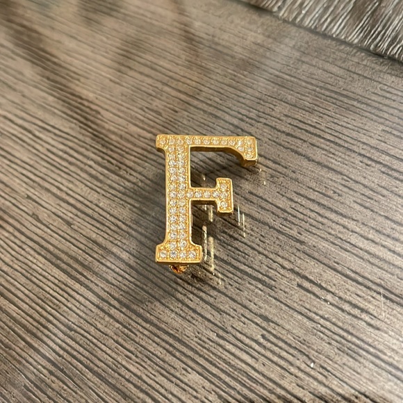 Anne Klein Gold-tone Rhinestone “F” Inital Pin - Picture 3 of 15